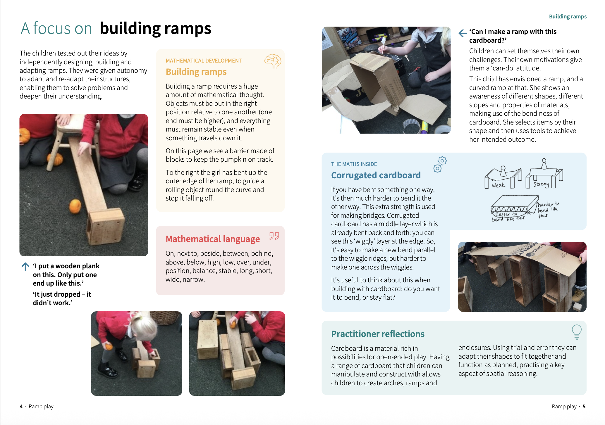 A double page spread from the ramps booklet. The title is 'Building Ramps'.