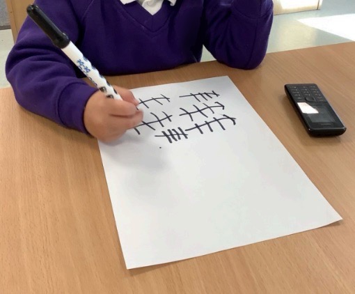 A child making tally marks.